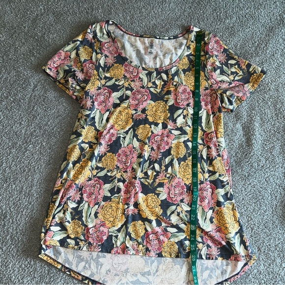 LuLaRoe Yellow and Pink Fitted Blouse - Picture 5 of 6